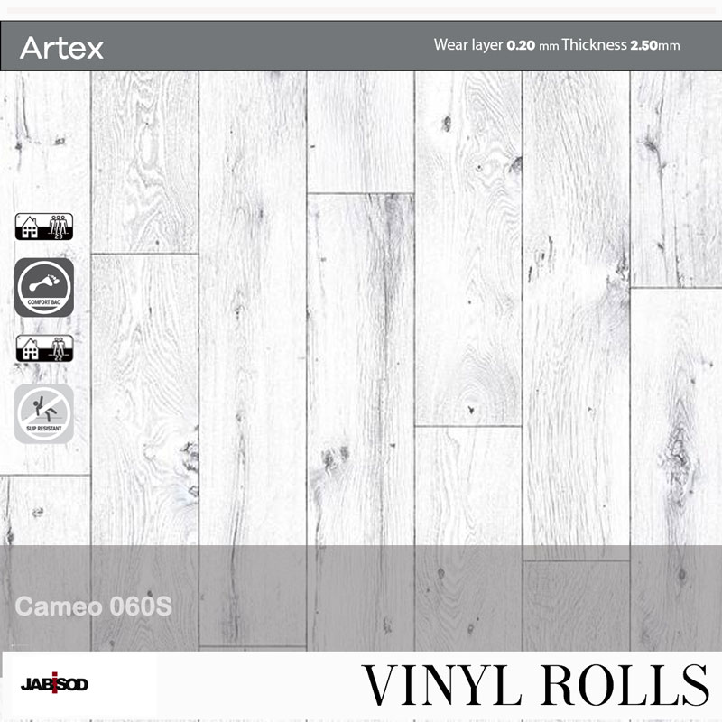 Cameo 060S in cushion vinyl rolls, Artex collection