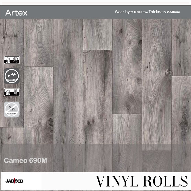 Cameo 690M in cushion vinyl rolls, Artex collection