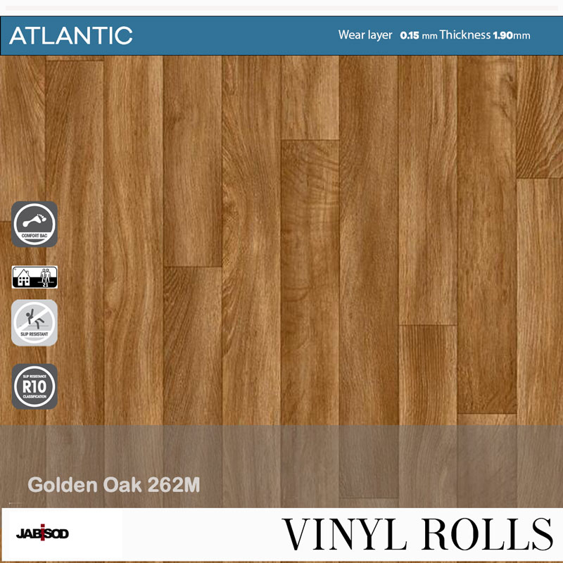 Golden Oak 262M in cushion vinyl rolls, Atlantic collection