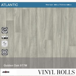 Golden Oak 977M in cushion vinyl rolls, Atlantic collection