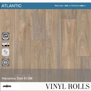 Havanna Oak 613M in cushion vinyl rolls, Atlantic collection