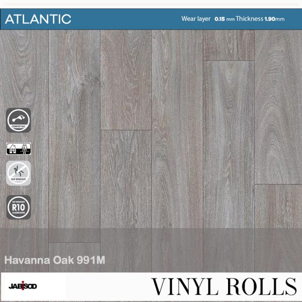Havanna Oak 991M in cushion vinyl rolls, Atlantic collection