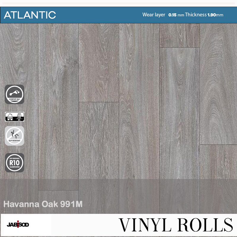 Havanna Oak 991M in cushion vinyl rolls, Atlantic collection