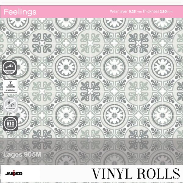 Lagos 905M in cushion vinyl rolls, feelings collection