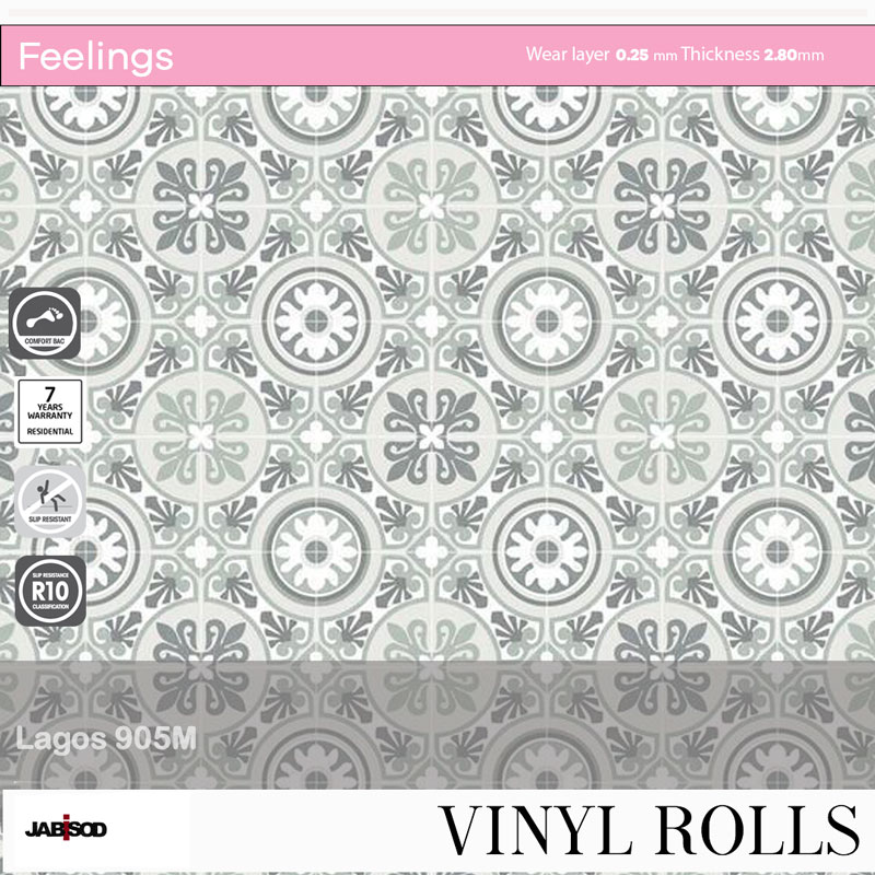 Lagos 905M in cushion vinyl rolls, feelings collection