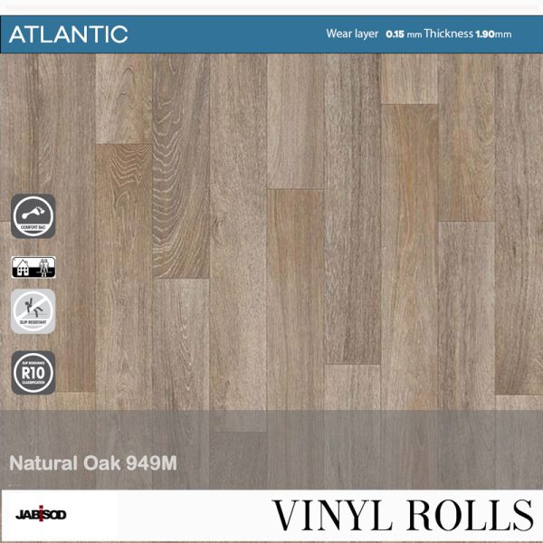 Havanna Oak 949M in cushion vinyl rolls, Atlantic collection