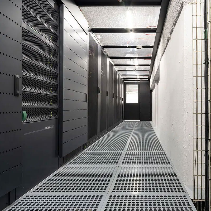Perforated panel tiles installed in a data center