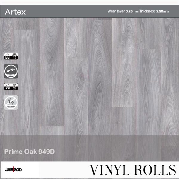 Prime Oak 949D in cushion vinyl rolls, Artex collection