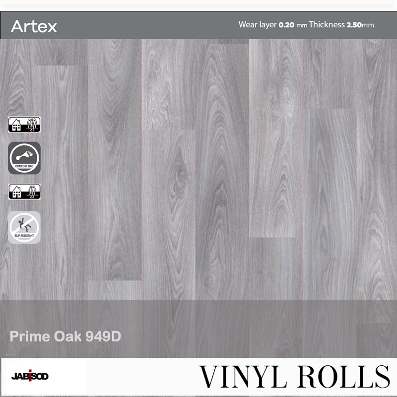 Prime Oak 949D in cushion vinyl rolls, Artex collection