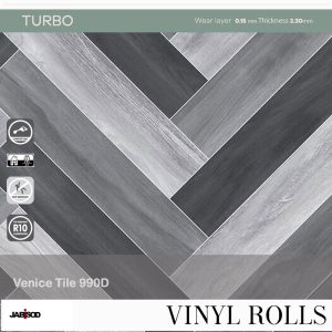 Venice Tile 990D in cushion vinyl rolls, turbo collection