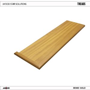 Stair tread with miter cuts in iron